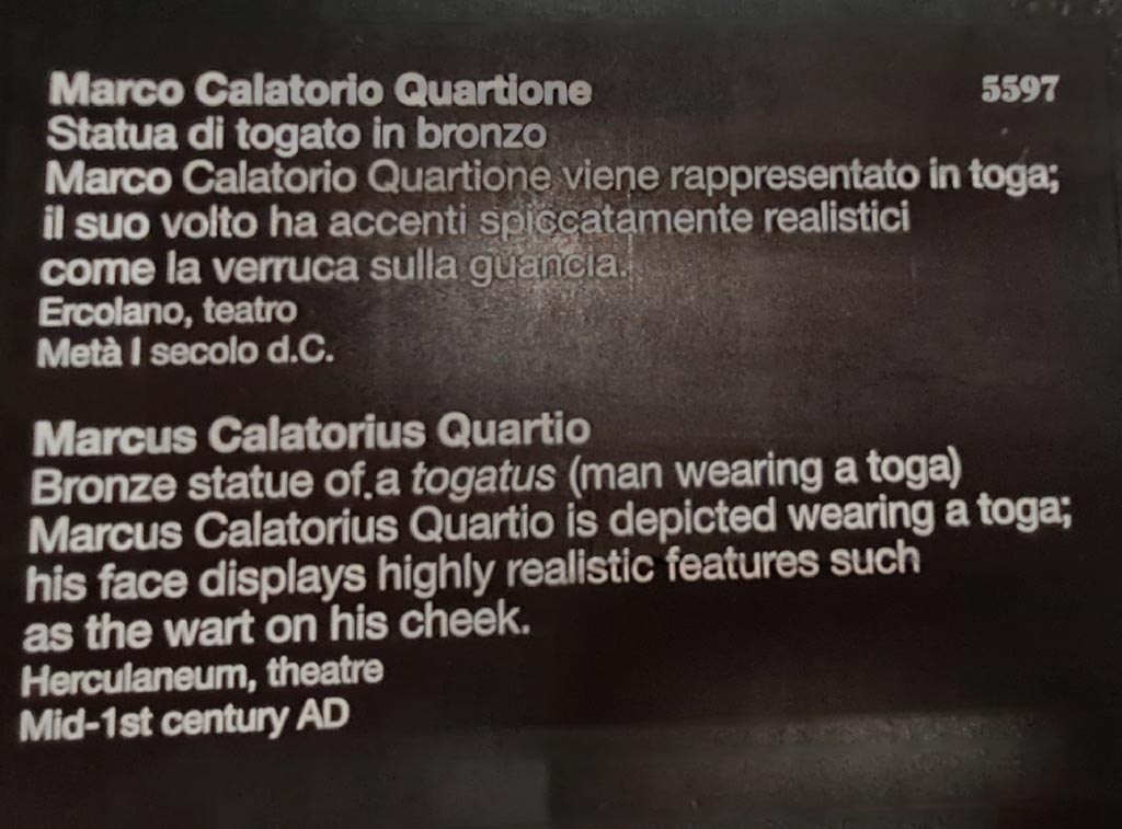 Herculaneum theatre. April 2023. Descriptive card. Photo courtesy of Giuseppe Ciaramella.