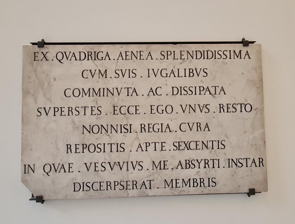Herculaneum, April 2023. 
Marble slab with Mazzocchi inscription, on display in “Campania Romana” gallery in Naples Archaeological Museum. 
Photo courtesy of Giuseppe Ciaramella.
