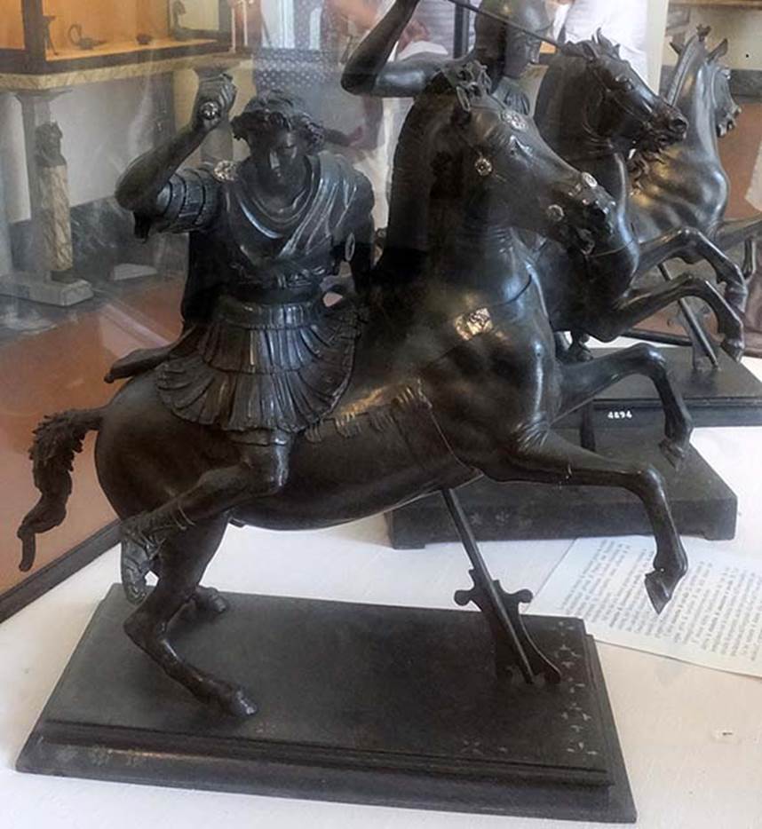 Herculaneum Theatre. Found in 1761. Bronze statuette of Alexander on horseback. 
Now in Naples Archaeological Museum. Inventory number 4996.

