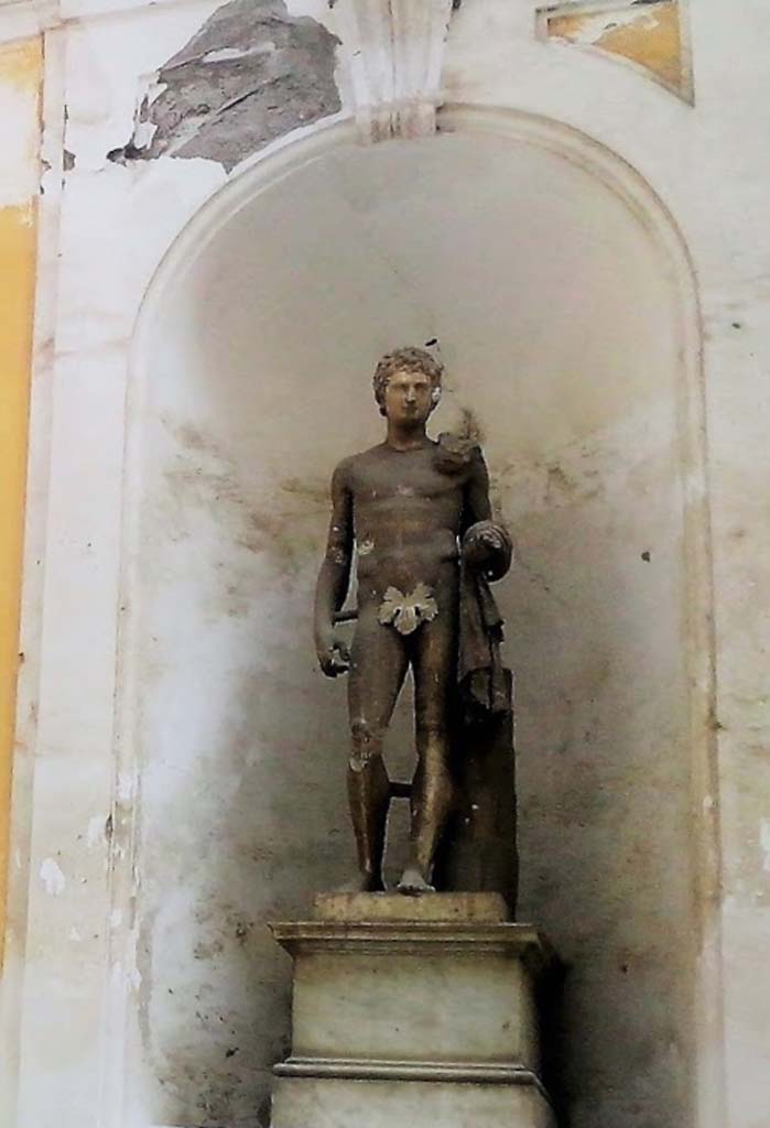 Herculaneum Theatre. Statue possibly from the Theatre now outside at the Royal Palace of Portici.
Photo courtesy of Davide Peluso.

