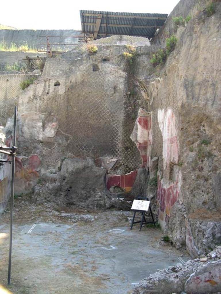 House of Dionysiac Reliefs, Herculaneum. 2005. Looking from room (n) to room (m), with painted walls.

