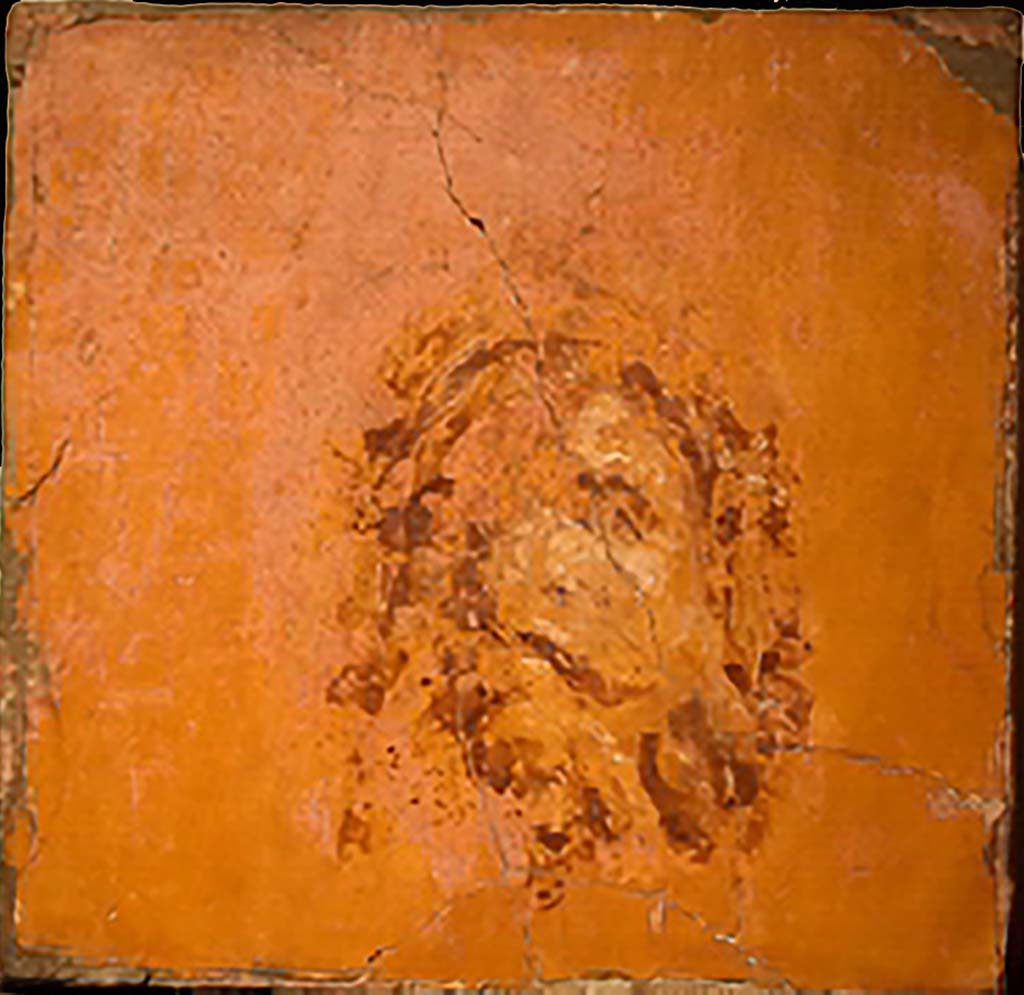 Villa dei Papiri, Herculaneum. Fresco of Medusa head.
Now in Naples Archaeological Museum. Inventory number 8821D.
