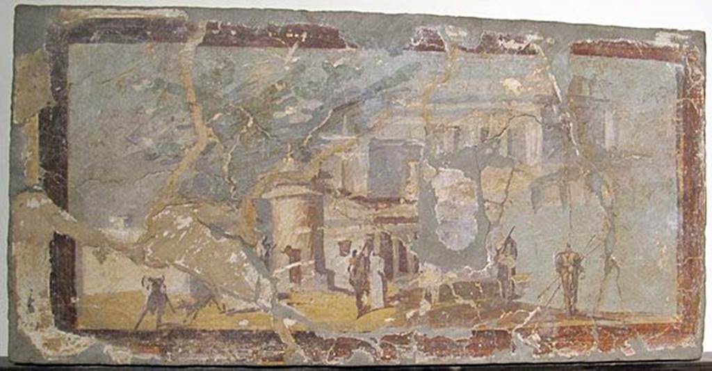 Villa dei Papiri, Herculaneum. Fresco of sacred landscape.
Now in Naples Archaeological Museum. Inventory number 9499. 

