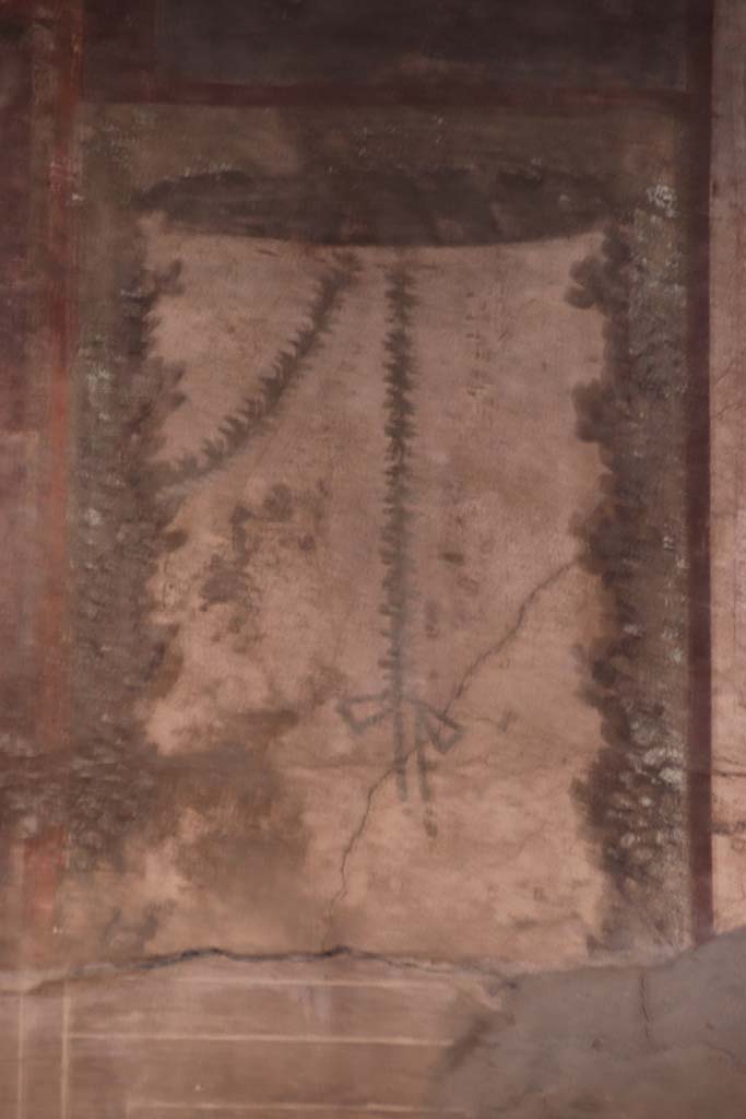 V.1 Herculaneum, October 2020.
Room 7, detail from upper panel at south end of centre of upper east wall. Photo courtesy of Klaus Heese.